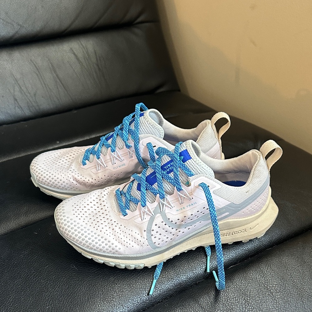Nike White and Blue Trail Running Sneakers